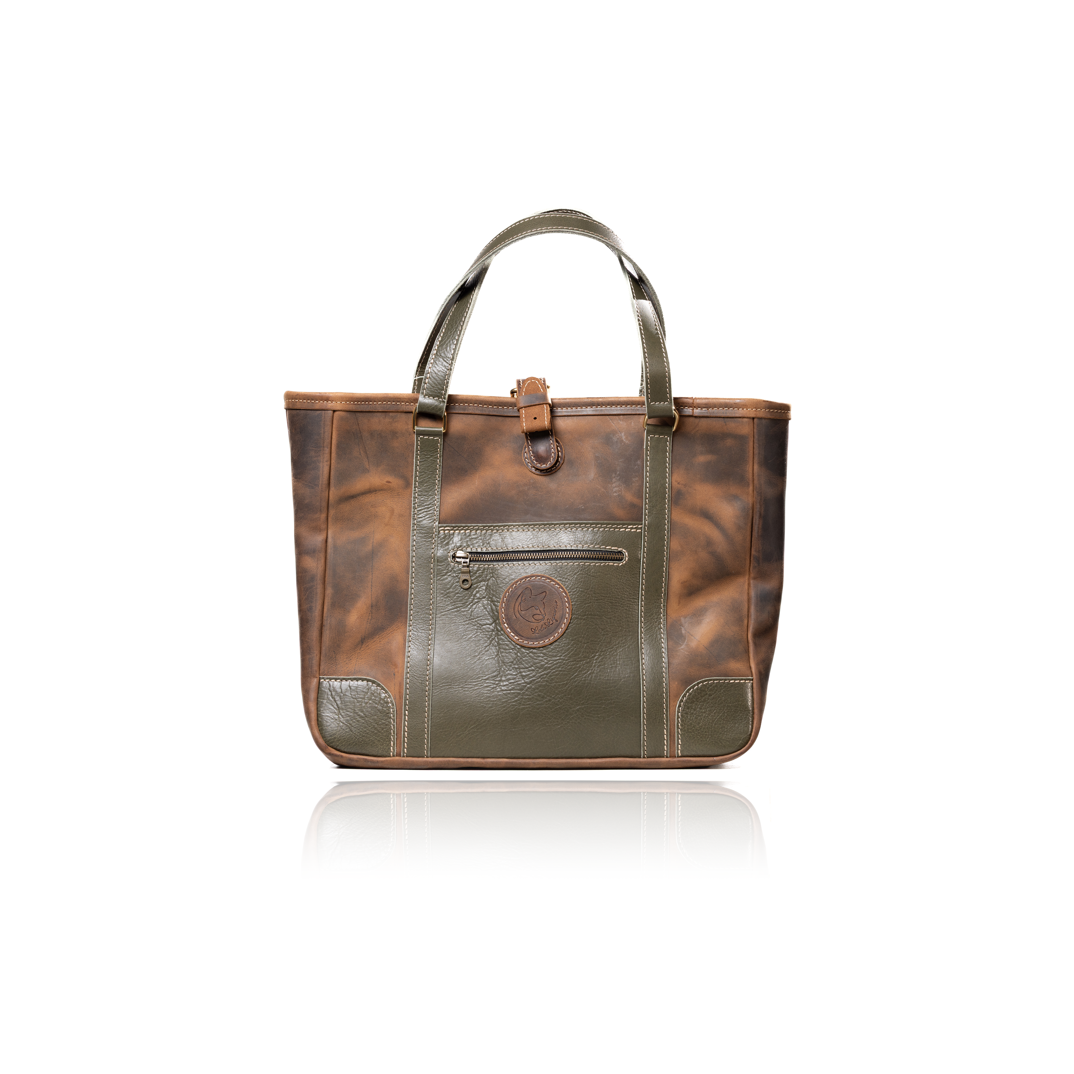 The Jean Maxi Tote - Commando Tan and Olive Green