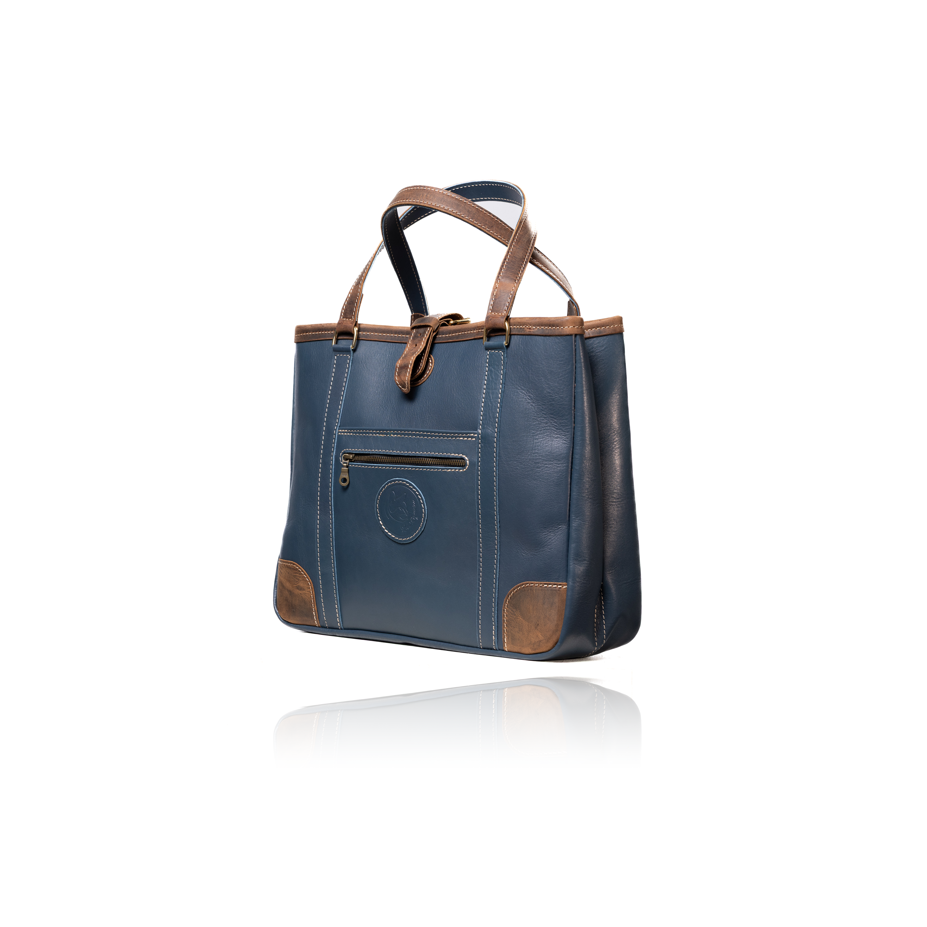 The Jean Maxi Tote - Blue and Commando Tan