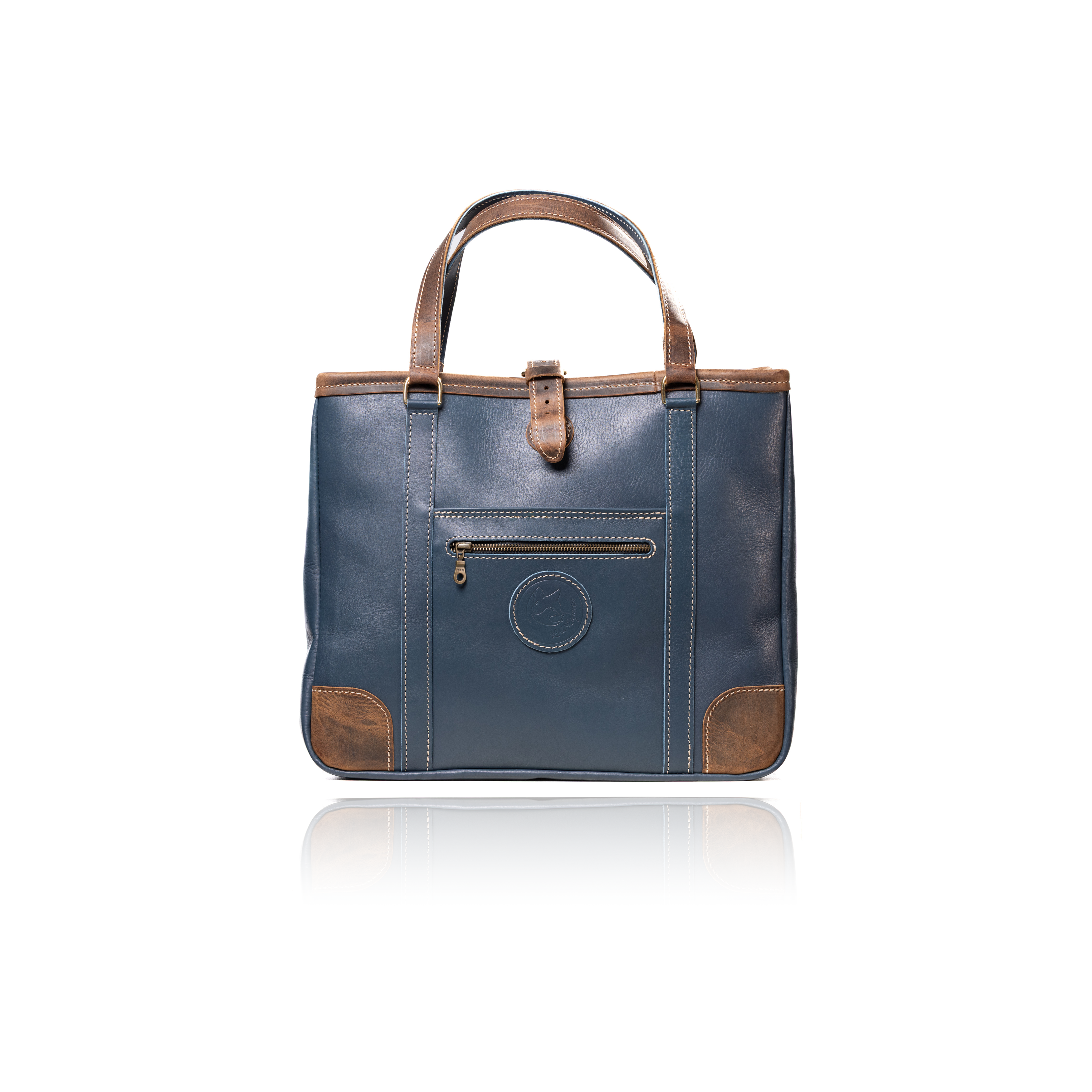 The Jean Maxi Tote - Blue and Commando Tan